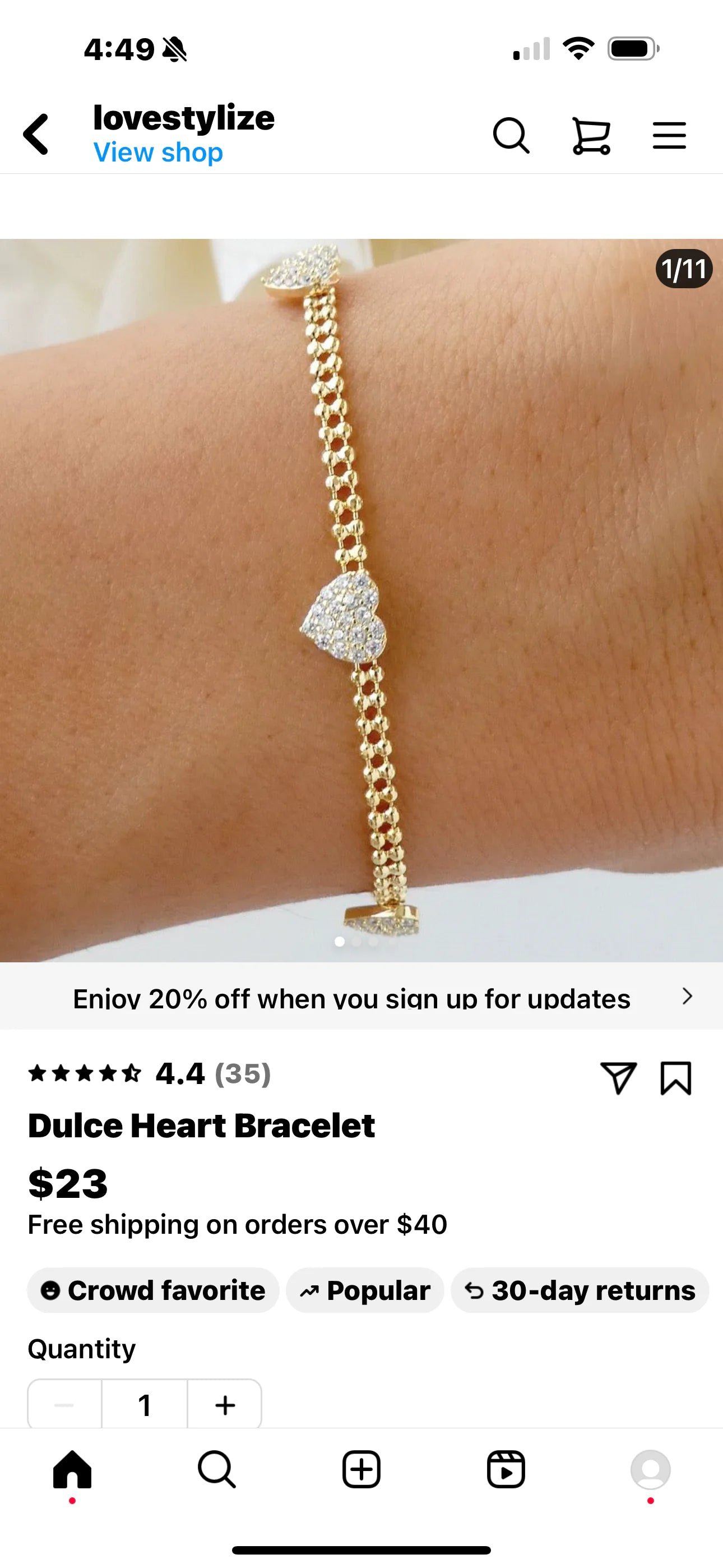 Dotty Shine Heart Bracelet