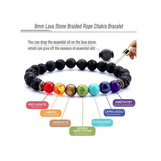 Lava Rock 7 Chakras Bracelet