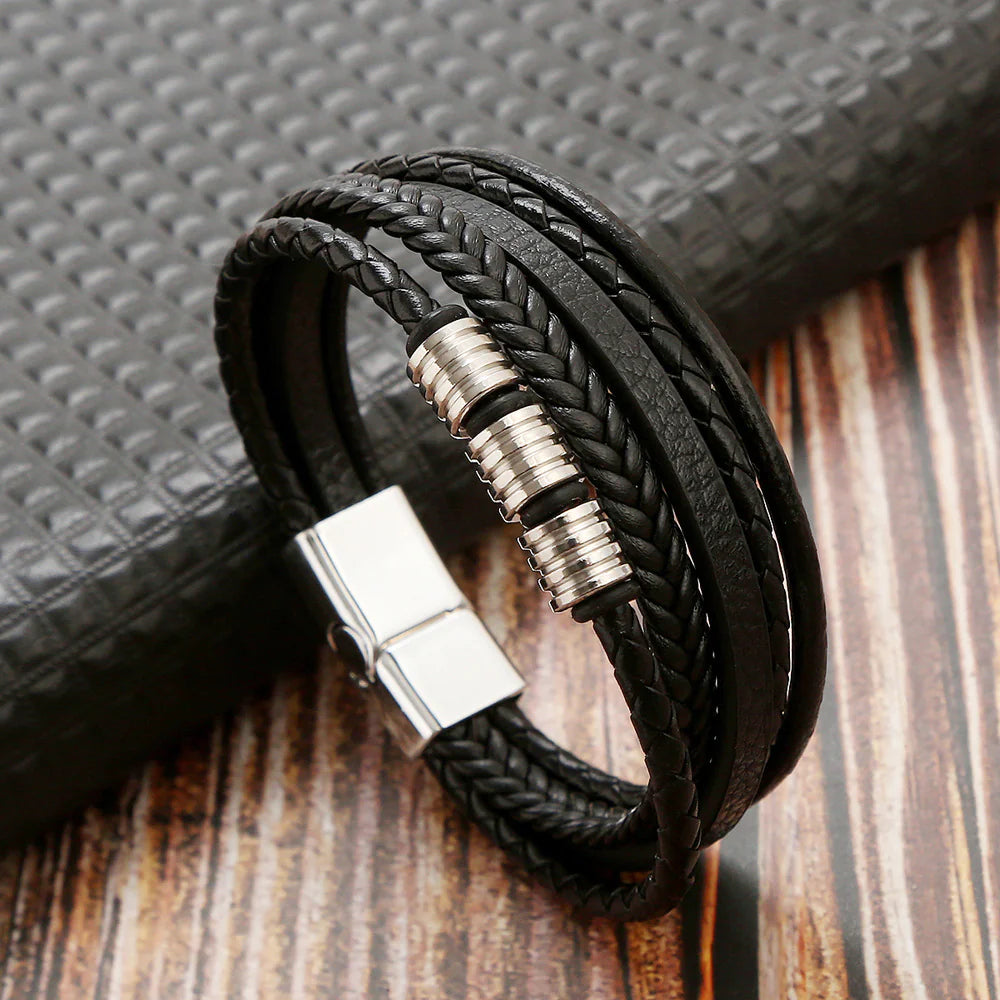 Stainless Steel Braided Bracelet with Magnetic Buckle